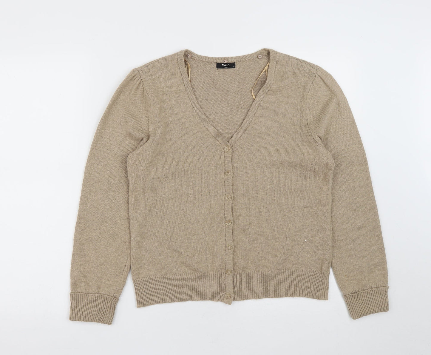 Womens UK Size M M&Co Brown Cardigan Jumper