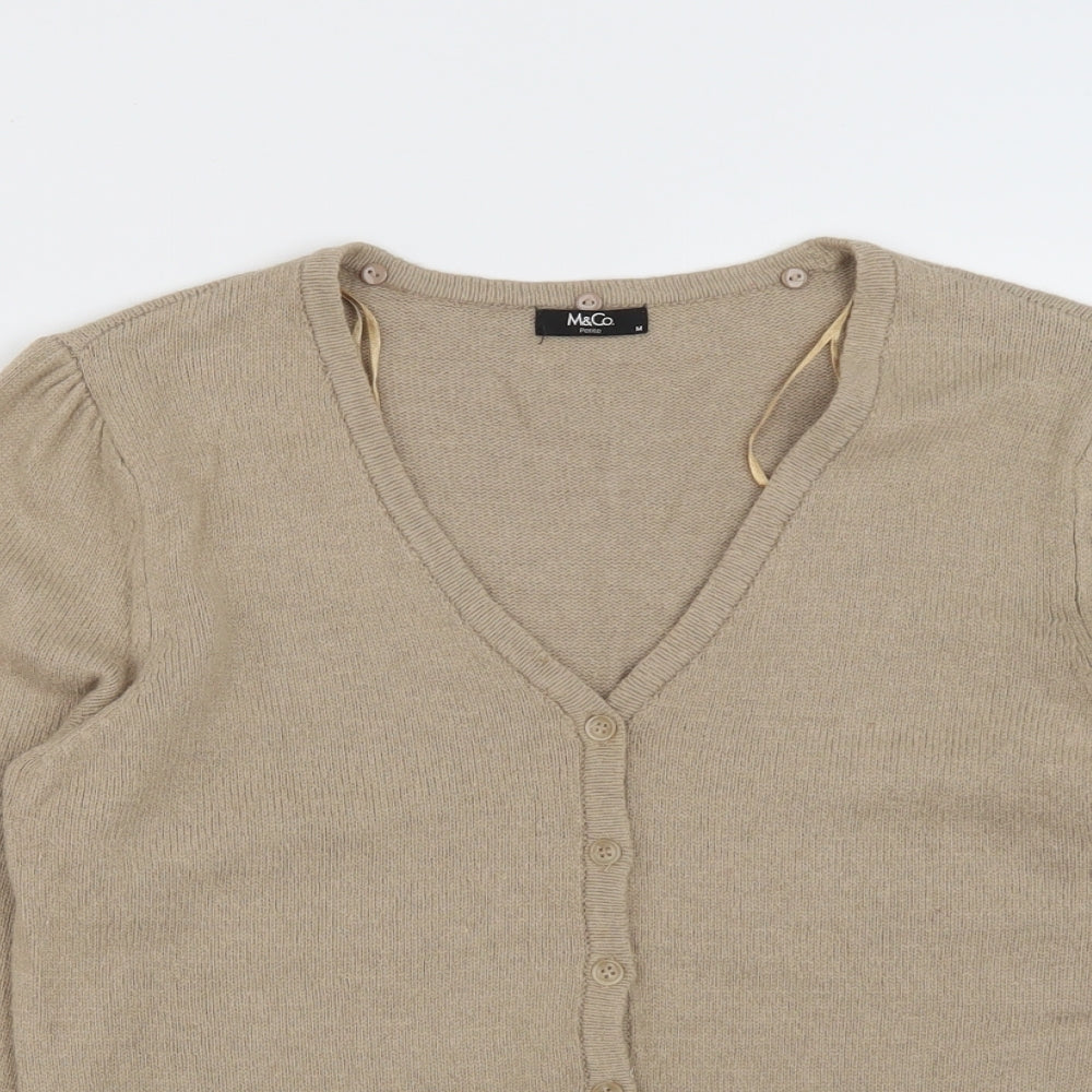 Womens UK Size M M&Co Brown Cardigan Jumper