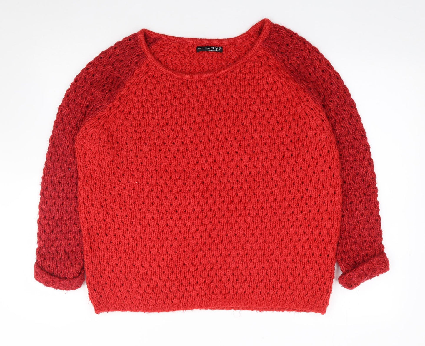 Primark Womens Red Scoop Neck  Acrylic Pullover Jumper Size 12