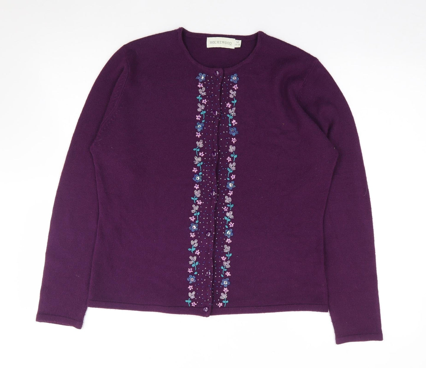 Womens UK Size M Holmewood Purple Cardigan Jumper