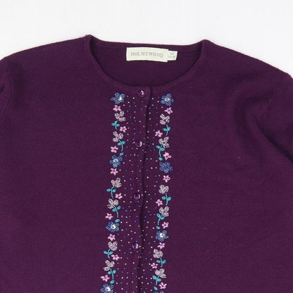 Womens UK Size M Holmewood Purple Cardigan Jumper