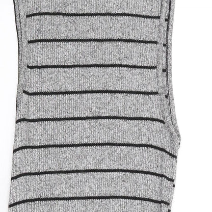 Red Herring  Womens Grey Striped Viscose Tank Dress  Size 12  High Neck Pullover