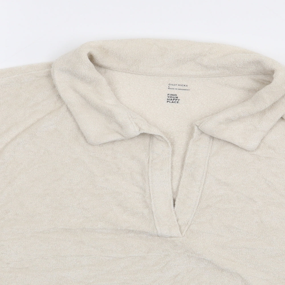 Womens UK Size L Gilly Hicks Beige Jersey Polo