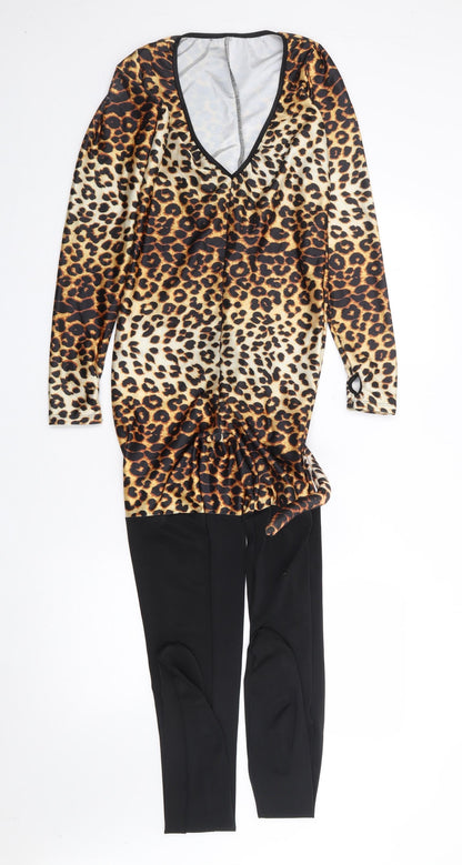 Lovehoney Womens Multicoloured Animal Print Polyester Jumpsuit One-Piece Size S  Pullover - Halloween, Cat
