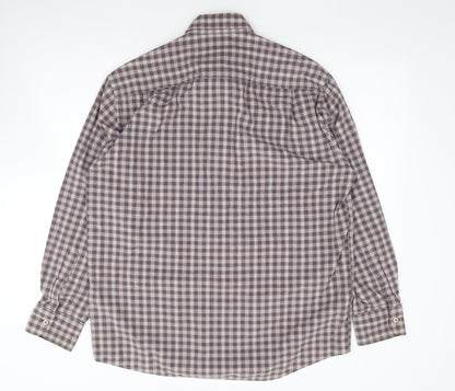 Daniel Grahame Mens Multicoloured Plaid Cotton  Button-Up Size L Collared Button