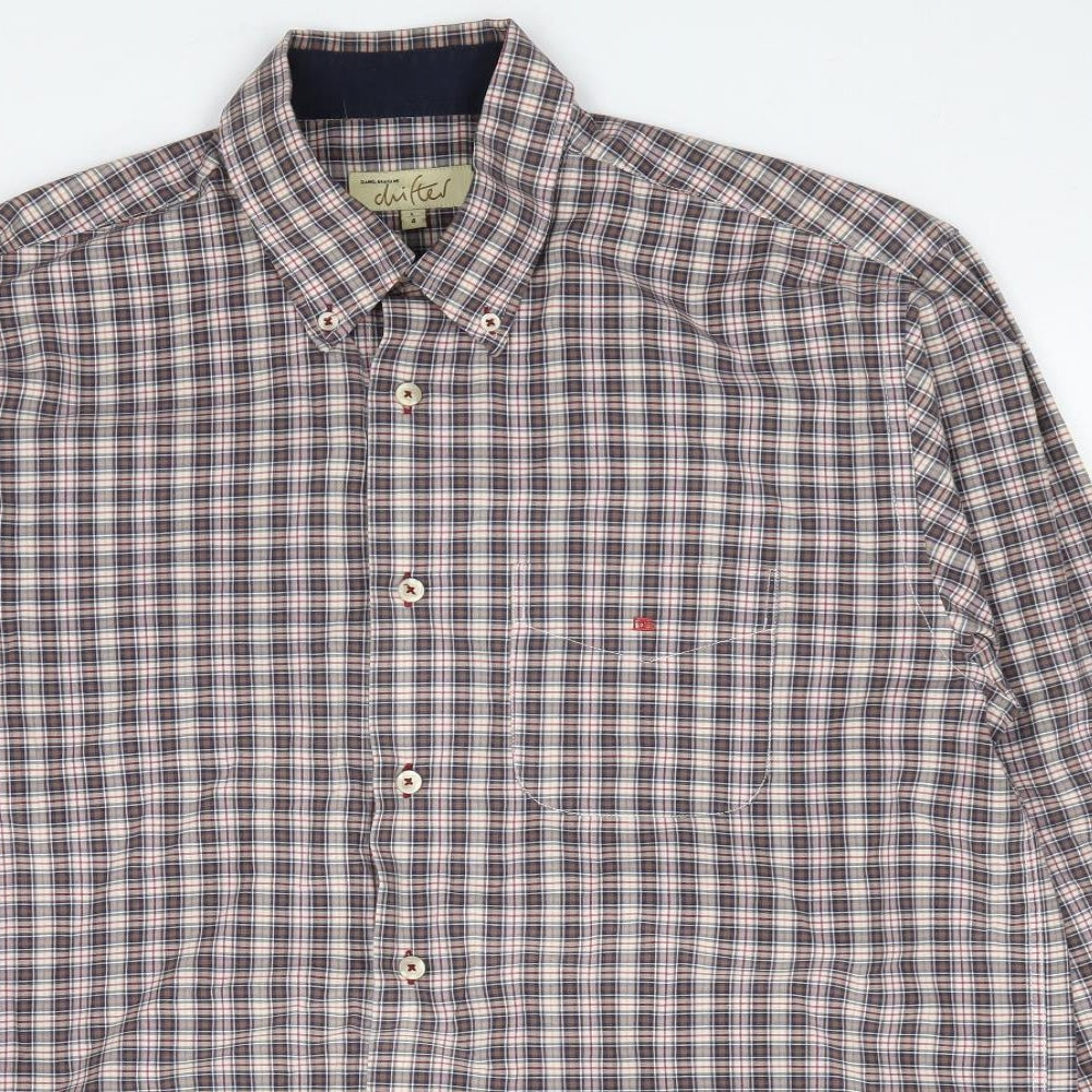 Daniel Grahame Mens Multicoloured Plaid Cotton  Button-Up Size L Collared Button