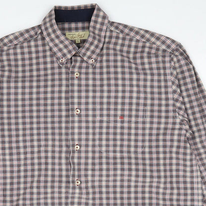 Daniel Grahame Mens Multicoloured Plaid Cotton  Button-Up Size L Collared Button