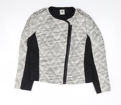 TU Womens Black Geometric  Jacket  Size 14  Zip