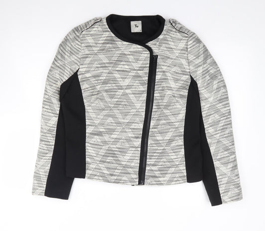 TU Womens Black Geometric  Jacket  Size 14  Zip