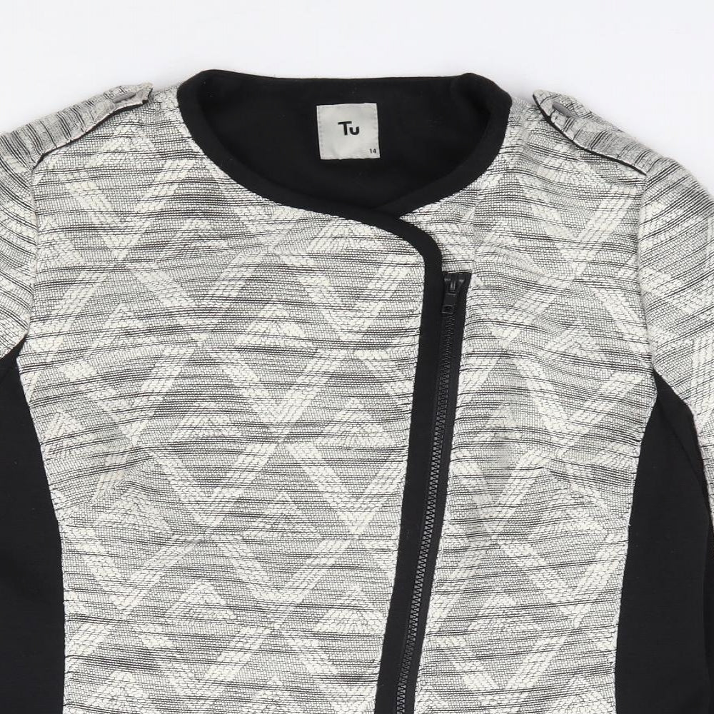 TU Womens Black Geometric  Jacket  Size 14  Zip