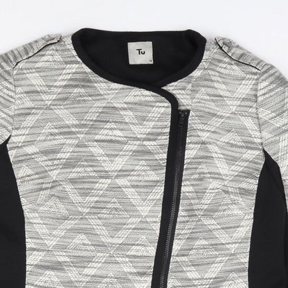 TU Womens Black Geometric  Jacket  Size 14  Zip