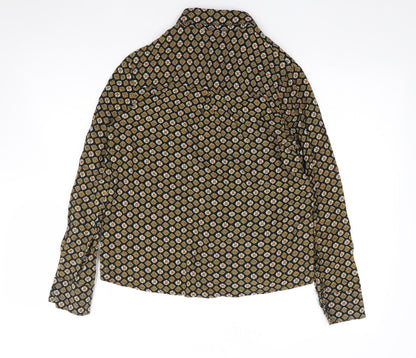 Brave Soul Womens Multicoloured Geometric Viscose Jersey Button-Up Size XS Collared