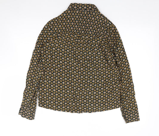 Brave Soul Womens Multicoloured Geometric Viscose Jersey Button-Up Size XS Collared