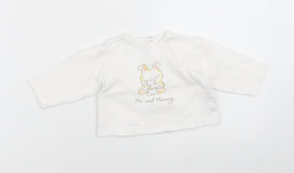 Babybol Girls White  Cotton Cardigan Jumper Size 6-9 Months   - Bunny