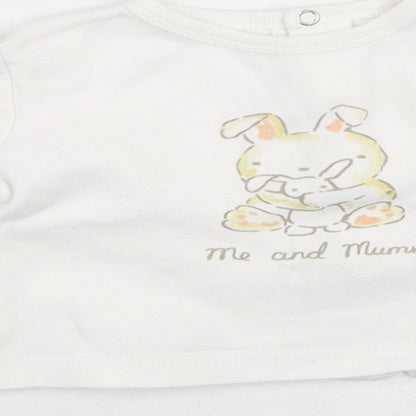 Babybol Girls White  Cotton Cardigan Jumper Size 6-9 Months   - Bunny