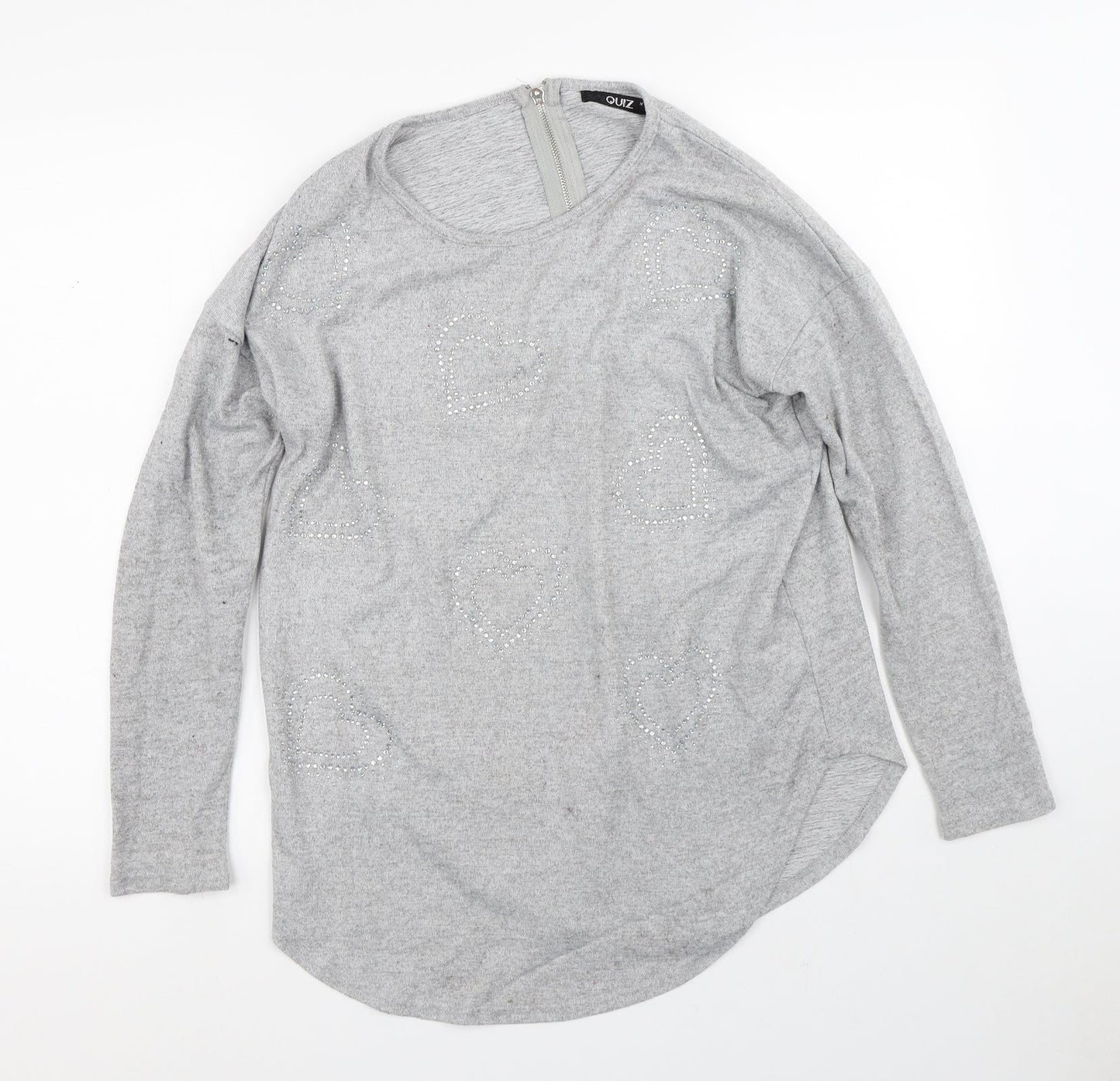 Womens UK Size M Quiz Grey Full Zip Jumper