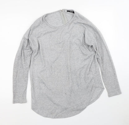 Womens UK Size M Quiz Grey Full Zip Jumper