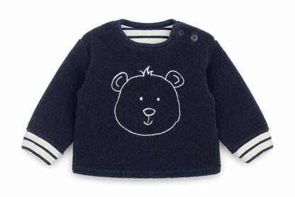 Mothercare Boys Blue  Polyester Pullover Jumper Size 3-6 Months  Button - Bear