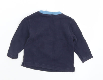 Mothercare Boys Blue  Polyester Pullover Jumper Size 3-6 Months  Button - Bear