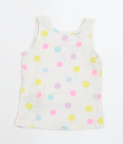 Primark Girls Multicoloured Polka Dot Cotton Basic Tank Size 9-12 Months Round Neck