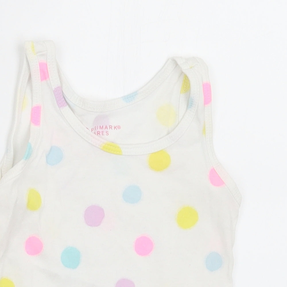 Primark Girls Multicoloured Polka Dot Cotton Basic Tank Size 9-12 Months Round Neck