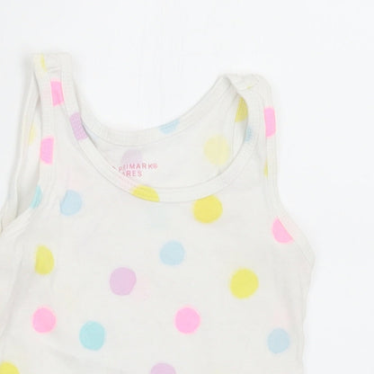 Primark Girls Multicoloured Polka Dot Cotton Basic Tank Size 9-12 Months Round Neck