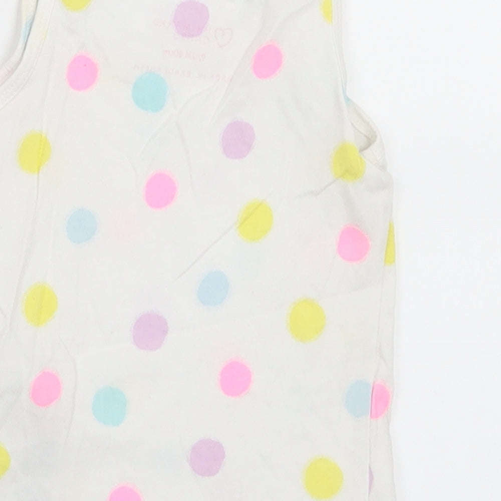 Primark Girls Multicoloured Polka Dot Cotton Basic Tank Size 9-12 Months Round Neck