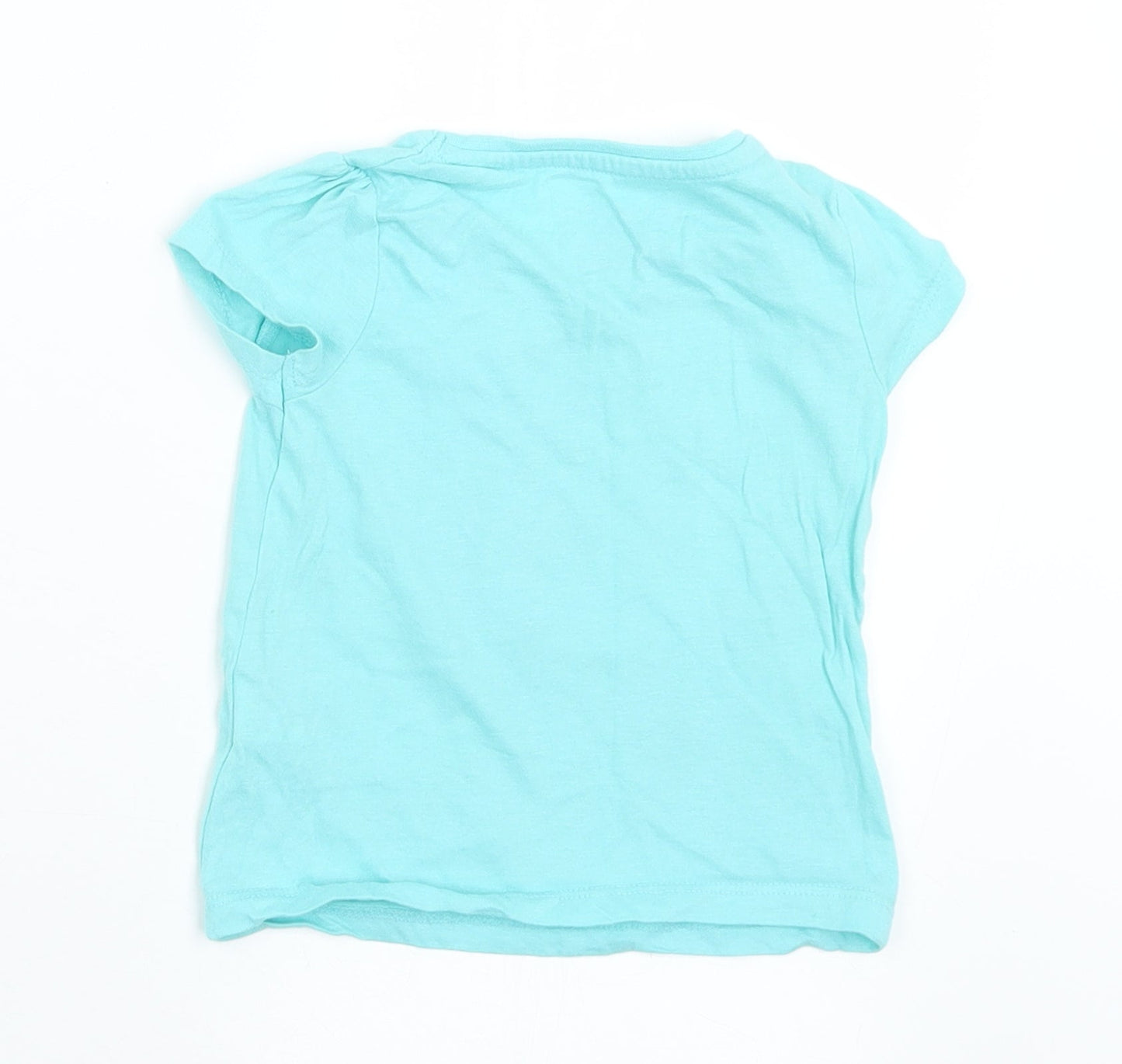 Primark Girls Green  Cotton Basic T-Shirt Size 12-18 Months Crew Neck  - Flamingo