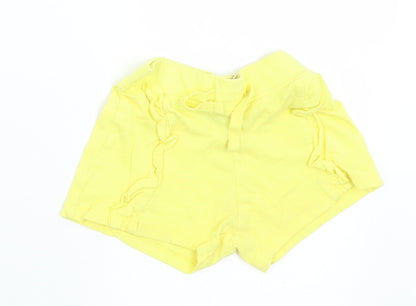 Primark Girls Yellow  Cotton Cropped Trousers Size 12-18 Months  Drawstring