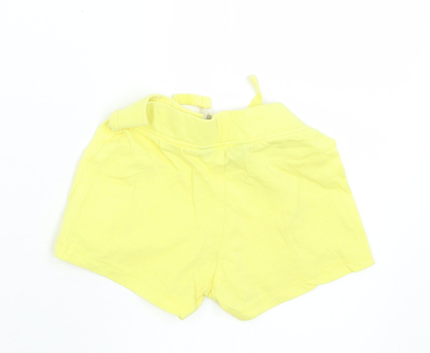 Primark Girls Yellow  Cotton Cropped Trousers Size 12-18 Months  Drawstring