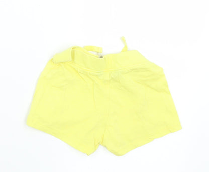 Primark Girls Yellow  Cotton Cropped Trousers Size 12-18 Months  Drawstring