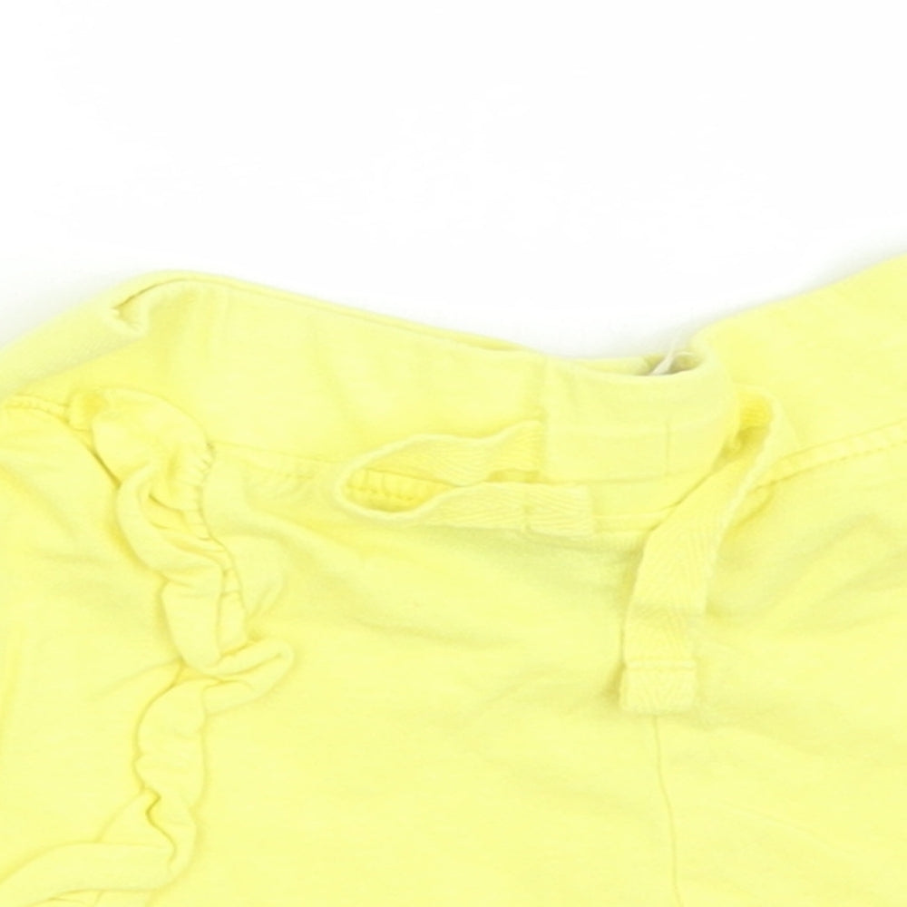 Primark Girls Yellow  Cotton Cropped Trousers Size 12-18 Months  Drawstring