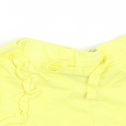 Primark Girls Yellow  Cotton Cropped Trousers Size 12-18 Months  Drawstring