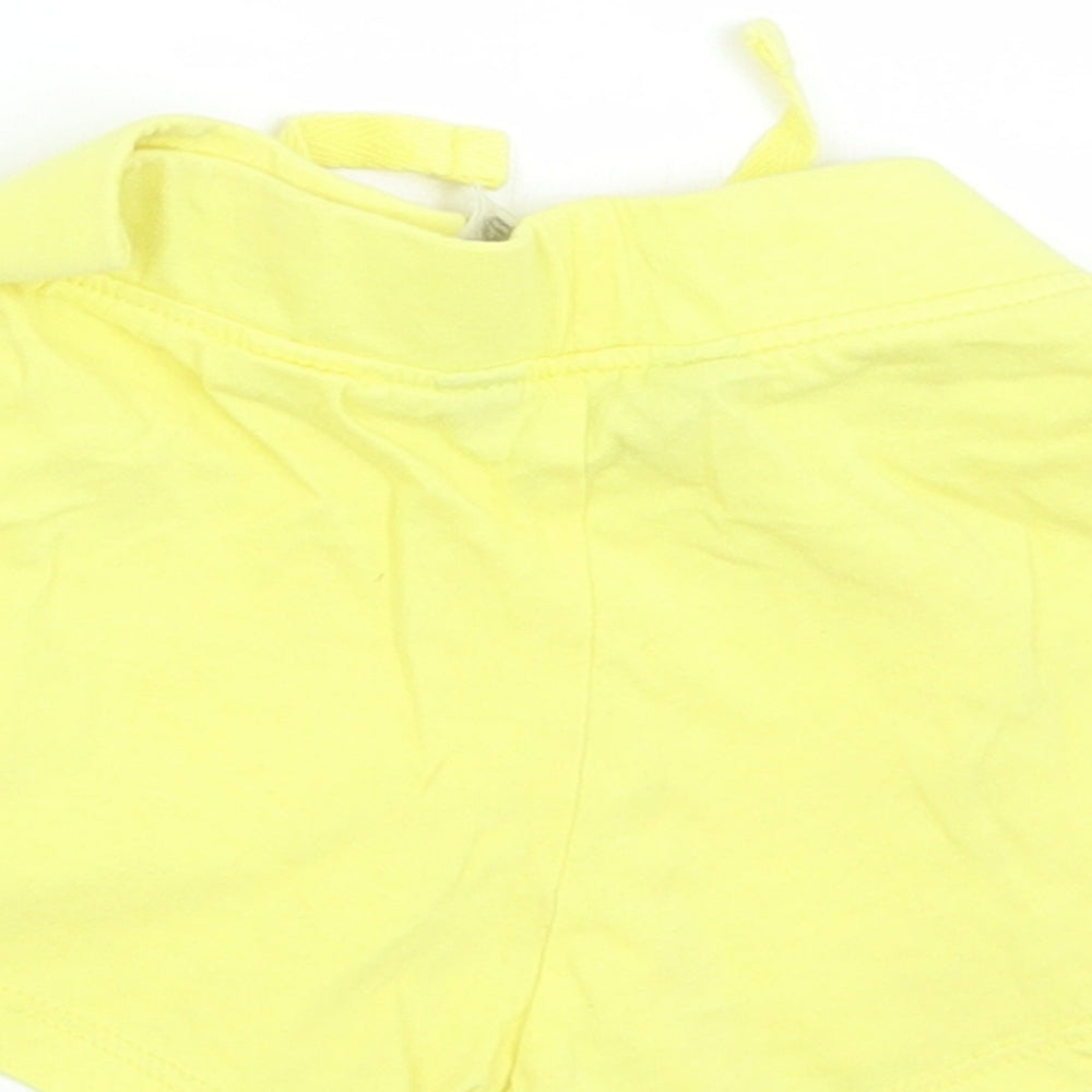 Primark Girls Yellow  Cotton Cropped Trousers Size 12-18 Months  Drawstring