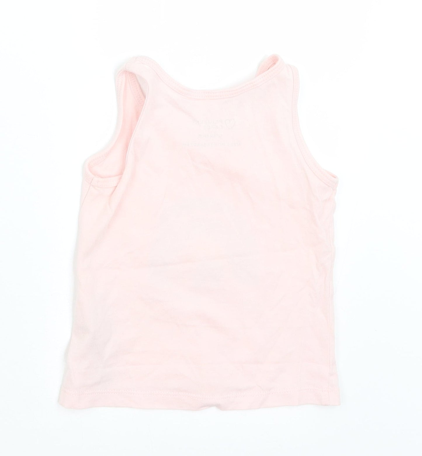 Primark Girls Pink  Cotton Basic Tank Size 12-18 Months Round Neck  - Rainbow