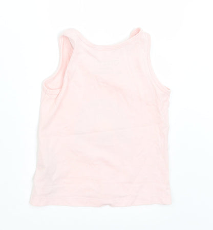 Primark Girls Pink  Cotton Basic Tank Size 12-18 Months Round Neck  - Rainbow