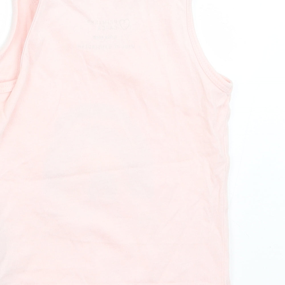 Primark Girls Pink  Cotton Basic Tank Size 12-18 Months Round Neck  - Rainbow