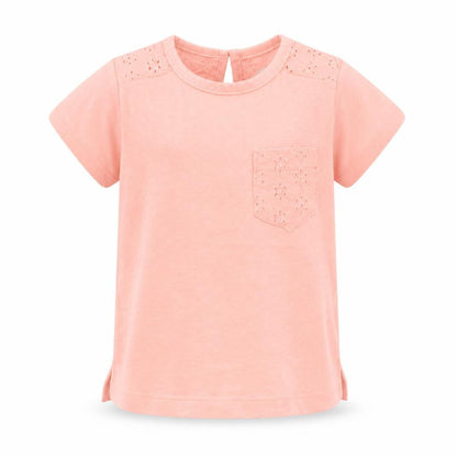 Primark Girls Orange  Polyester Basic T-Shirt Size 12-18 Months Crew Neck Button