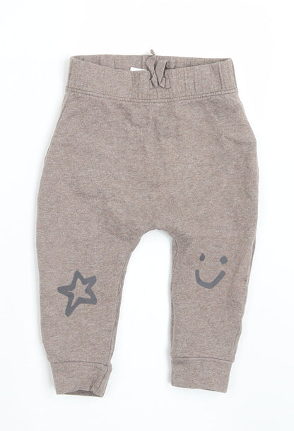 George Boys Brown  Cotton Jogger Trousers Size 9-12 Months  Drawstring