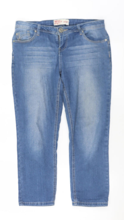 Authentic Clothing Company Womens Blue  Cotton Skinny Jeans Size 12 L24 in Regular Button - Cropped