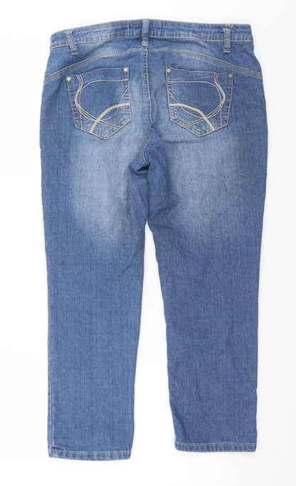 Authentic Clothing Company Womens Blue  Cotton Skinny Jeans Size 12 L24 in Regular Button - Cropped