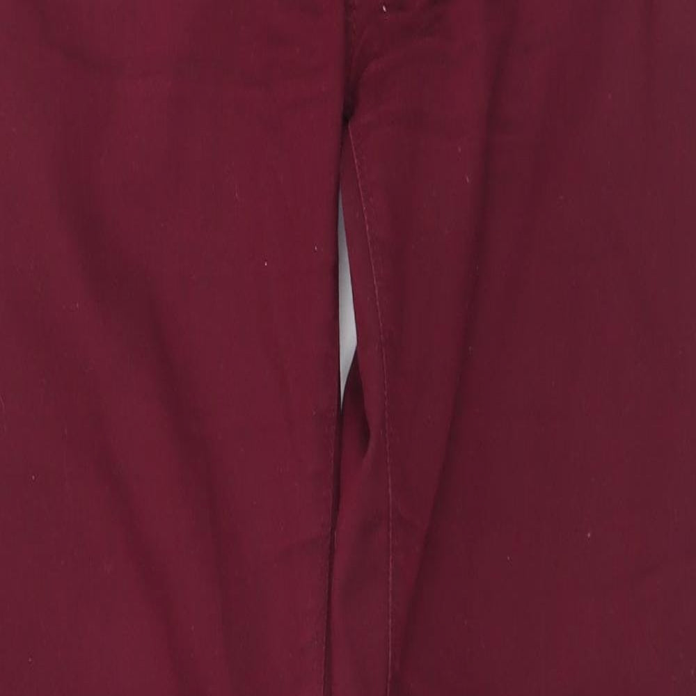 Denim & Co. Womens Red  Cotton Chino Trousers Size 14 L31 in Regular Button