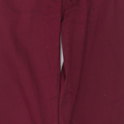 Denim & Co. Womens Red  Cotton Chino Trousers Size 14 L31 in Regular Button