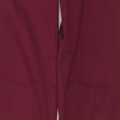Denim & Co. Womens Red  Cotton Chino Trousers Size 14 L31 in Regular Button