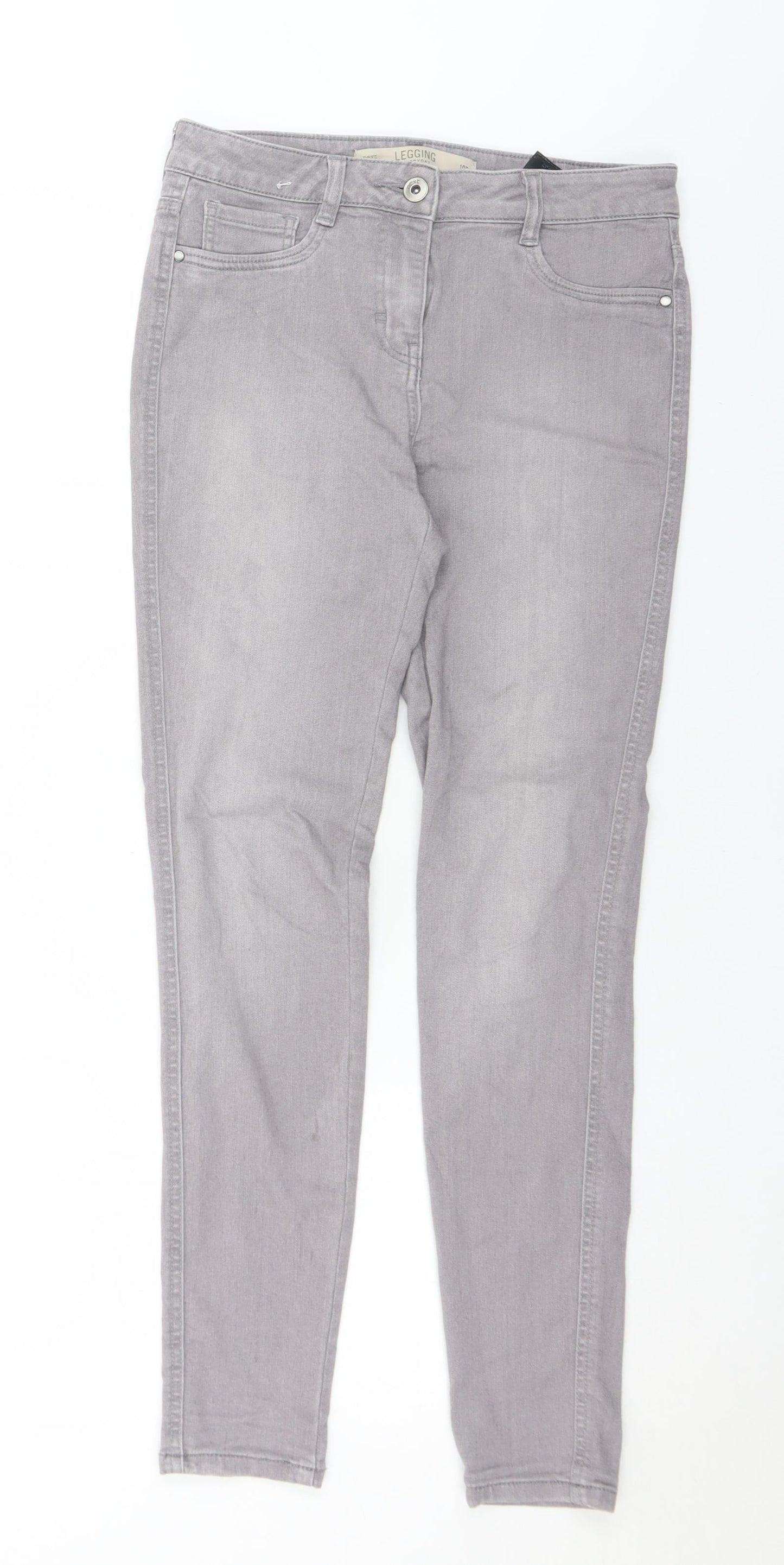 NEXT Womens Grey  Cotton Skinny Jeans Size 10 L29 in Regular Button