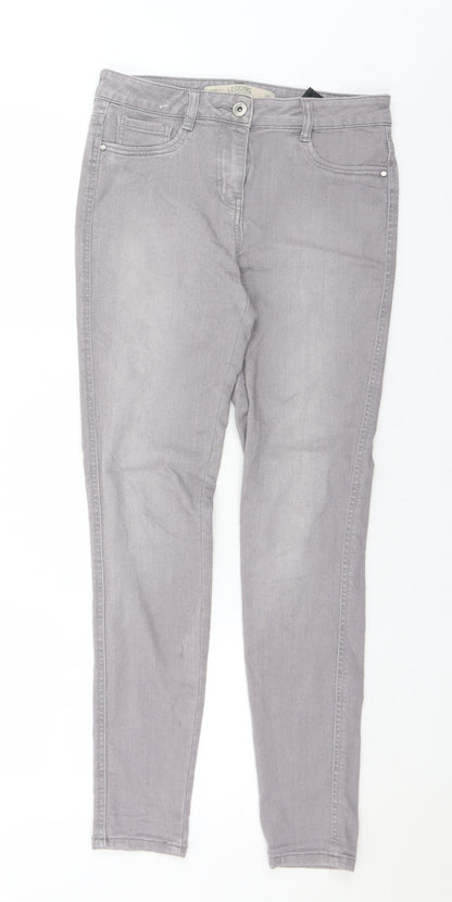 NEXT Womens Grey  Cotton Skinny Jeans Size 10 L29 in Regular Button