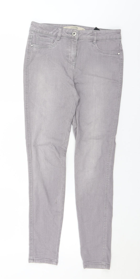 NEXT Womens Grey  Cotton Skinny Jeans Size 10 L29 in Regular Button