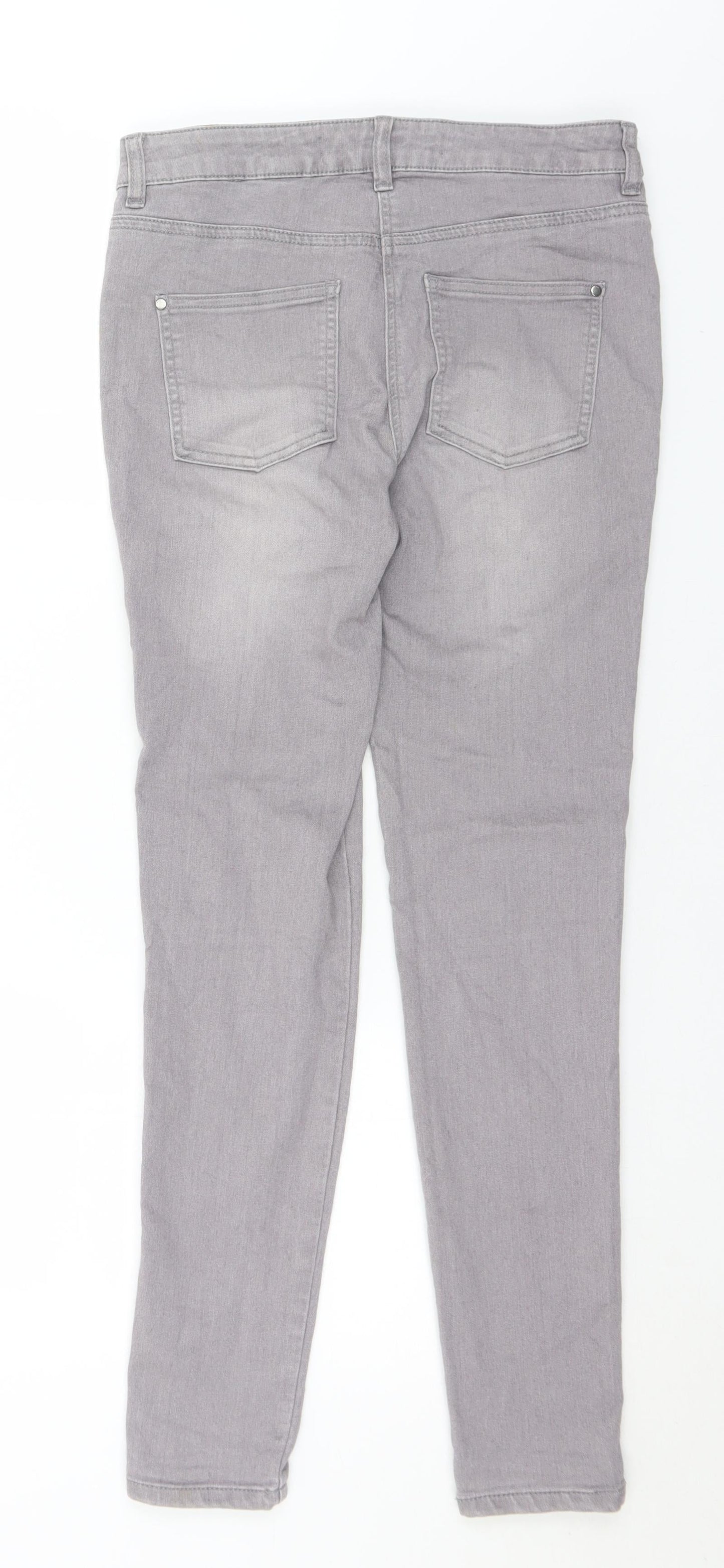 NEXT Womens Grey  Cotton Skinny Jeans Size 10 L29 in Regular Button