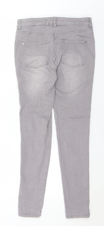 NEXT Womens Grey  Cotton Skinny Jeans Size 10 L29 in Regular Button