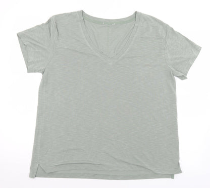 Womens UK Size L Preworn Green Basic T-Shirt